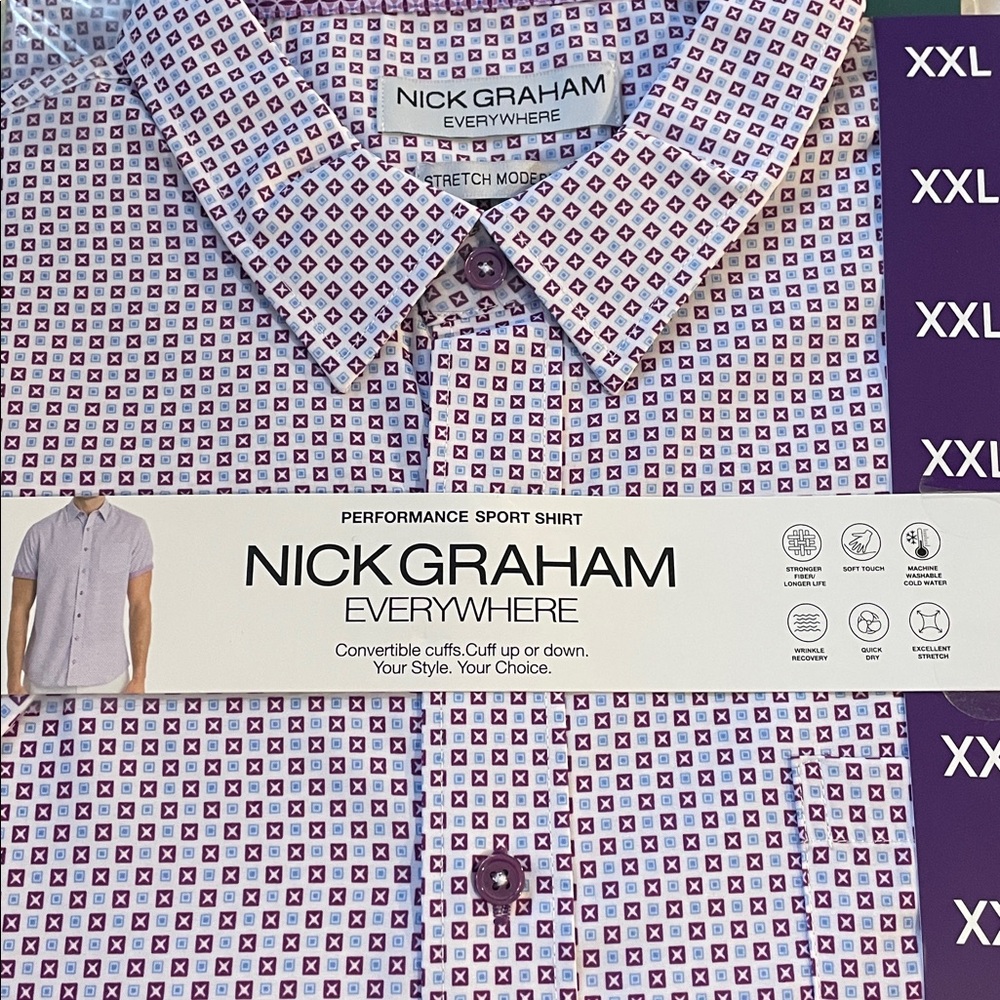 Nick Graham Purple performance sport shirt | New With Tag Size XXL